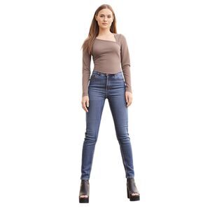 Abercrombie & Fitch Crop Long Sleeve Asymmetrical Neck Beige Top Size XS